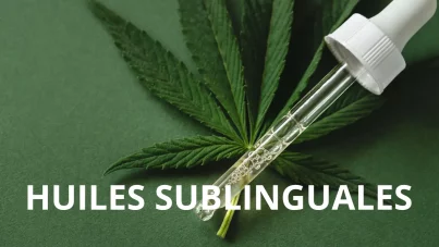 pipette d'huile sublinguale de cbd sur une feuille de chanvre